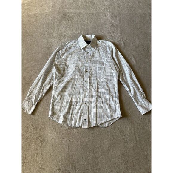 David Donahue Other - David Donahue Mens Large Performance Trim Fit Dress Shirt White Checkered